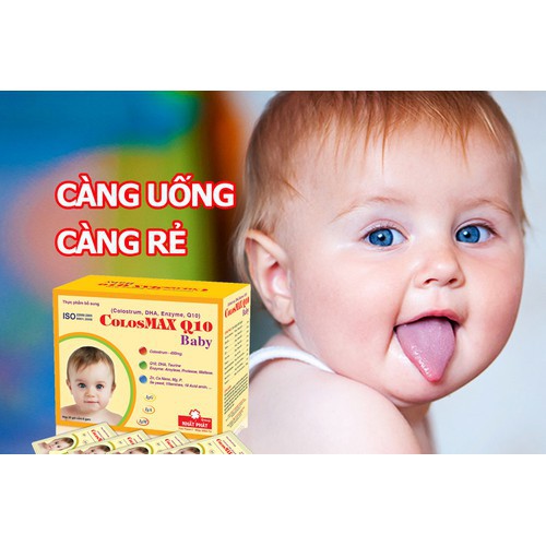 Cốm ColosMax Q10 Baby Gold |Colosmax Q10 Baby Gold |Hỗ trợ tiêu hóa và hấp thu, tăng cường sức đề kháng hộp 20 gói