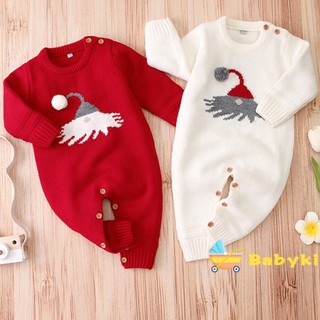 New Cute Baby Kids Boy Girl Long Sleeve Romper Christmas hat knitting Cartoon Jumpsuit