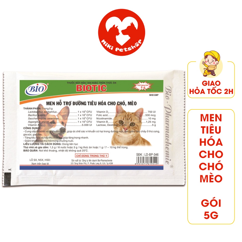Men Tiêu Hóa Cho Mèo Con Chó Con Biotic Gói 5g - Miki Petshop