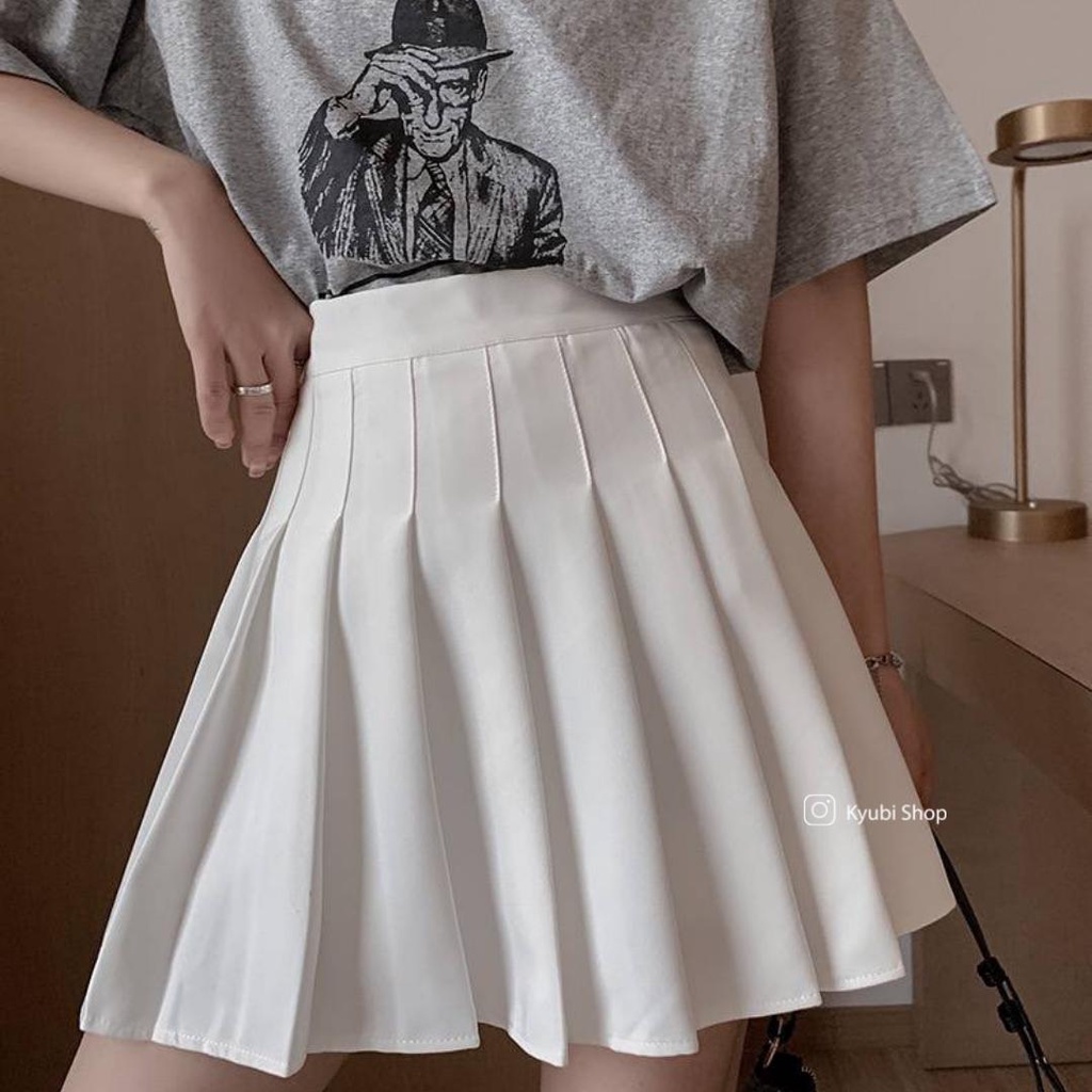 Chân váy ngắn xếp ly tennis KYUBI nữ sinh hàn quốc ulzzang màu NÂU ĐEN TRẮNG (Có lót quần trong, có bigsize) - STAR9