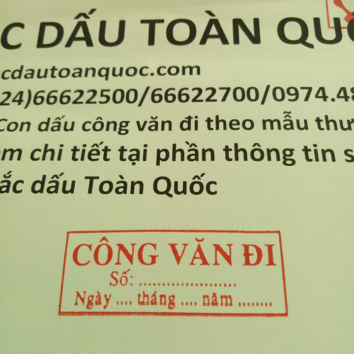 Con dấu Công Văn Đi có nội dung theo mẫu (fullbox)