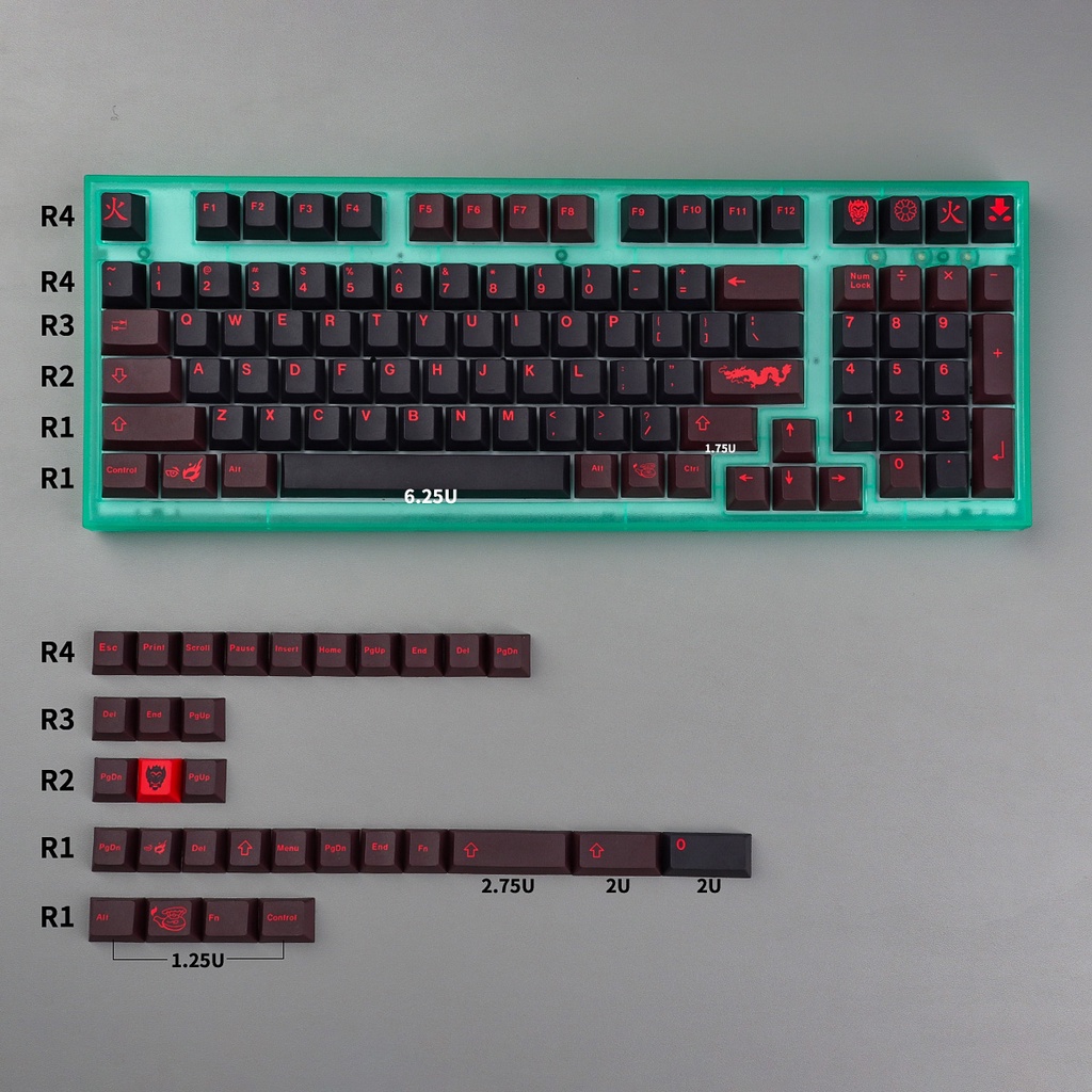 GMK Red Dragon  keycaps cherry profile Dye-Sublimation PBT keycap 129keys