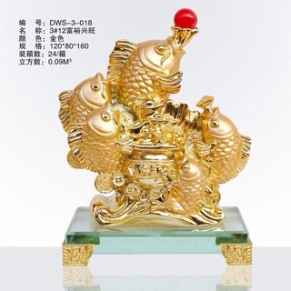   Phong thủy  Cá Chép vàng ngũ Phúc Lâm Môn cao 16cm 