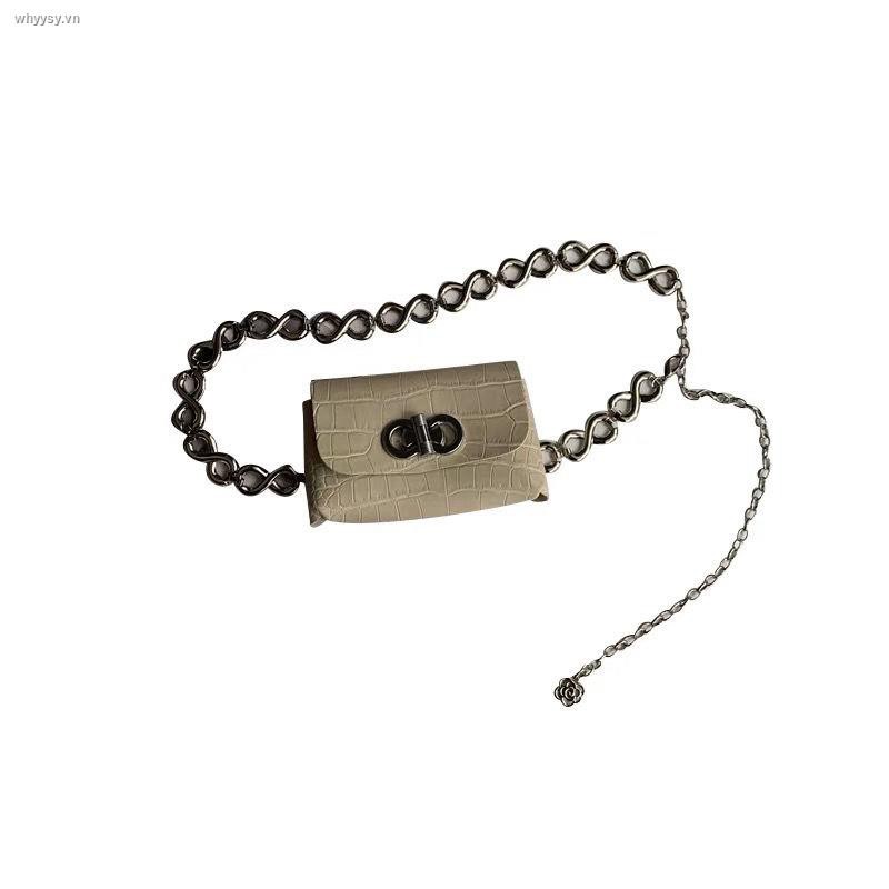 Túi đeo hông/đeo chéo ngực mini phối dây mắt xích thời trang xuân hè sành điệu cho nữ