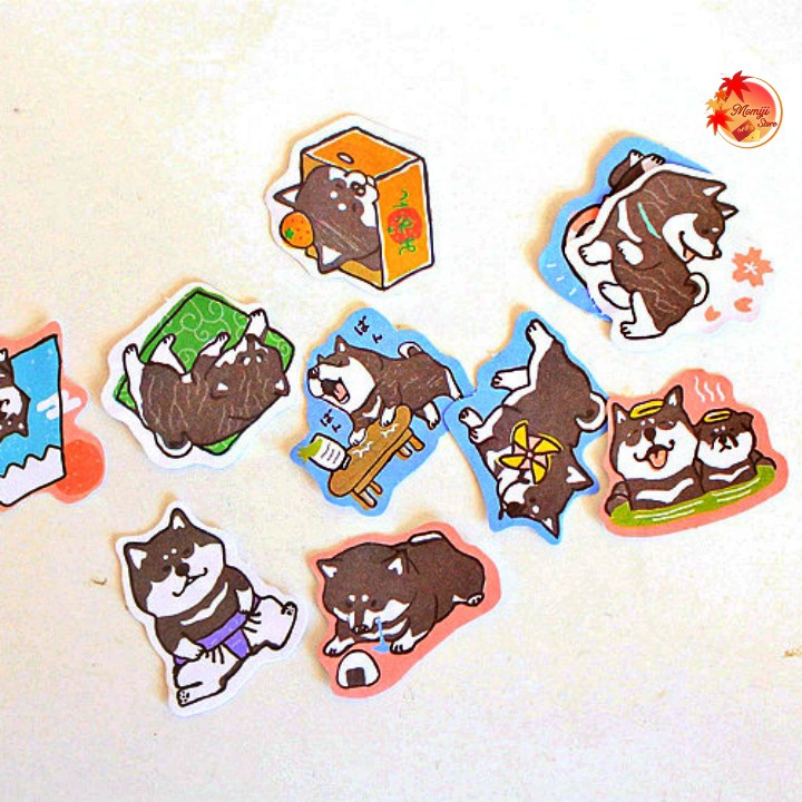 30 Miếng Sticker Chó Shiba Inu &amp; Husky Siêu Dễ Thương