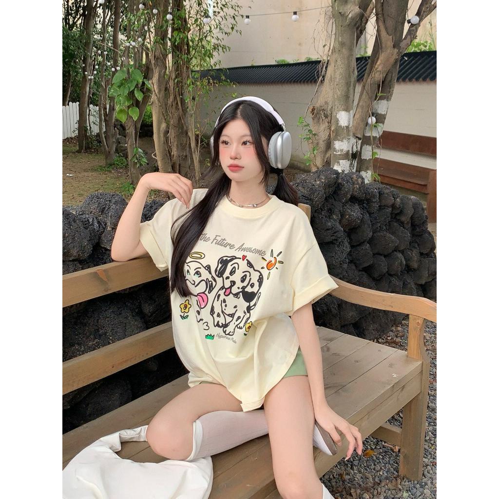 Áo Thun Cotton Nguyên Chất Dáng Rộng Ngắn Tay Thời Trang Mùa Hè 6357