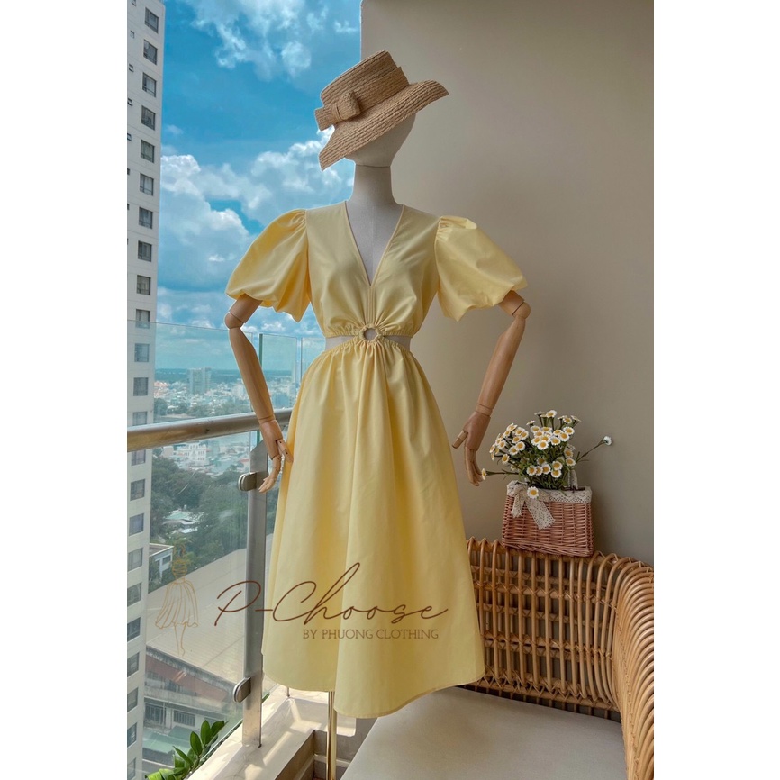 Đầm hot girl phồng bánh bèo có hở eo xinh D01