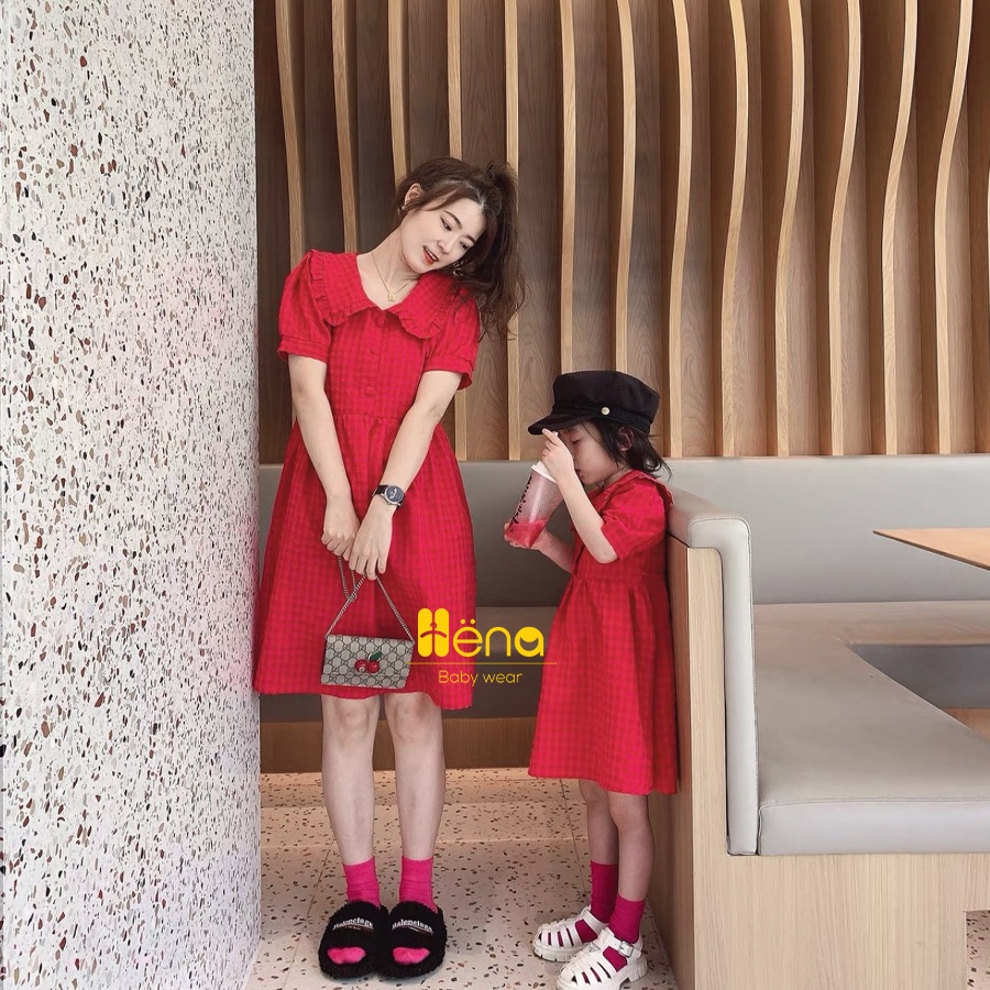 Váy Đôi Mẹ và Bé Gái Hồng Xốp _ Đồ đôi mẹ và bé gái, Đầm thiết kế mẹ và bé cao cấp HOT nhất năm 2022 Hena