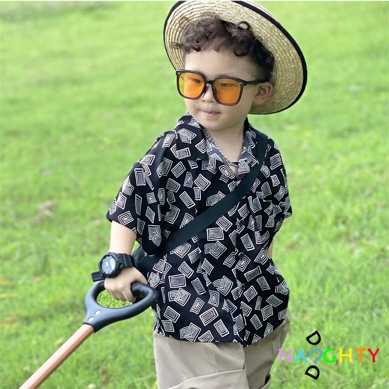 Cậu Bé 1-8 TuổI Retro áo Sơ Mi NgắnTay