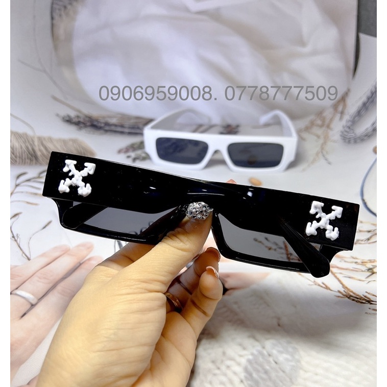 Kính hiệu vuông dáng nhỏ màu trắng đen thời trang phong cách hiphop off white