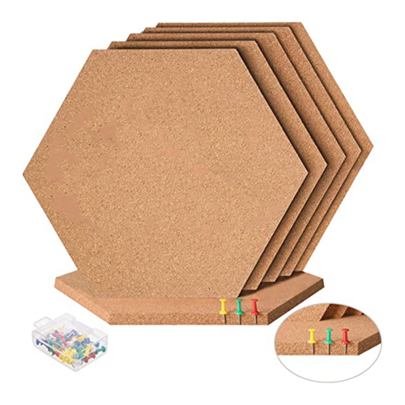 Set 6 Bảng Ghim Hình Lục Giác Dày Tự Dính Dùng Ghi Chú Trang Trí Tường
