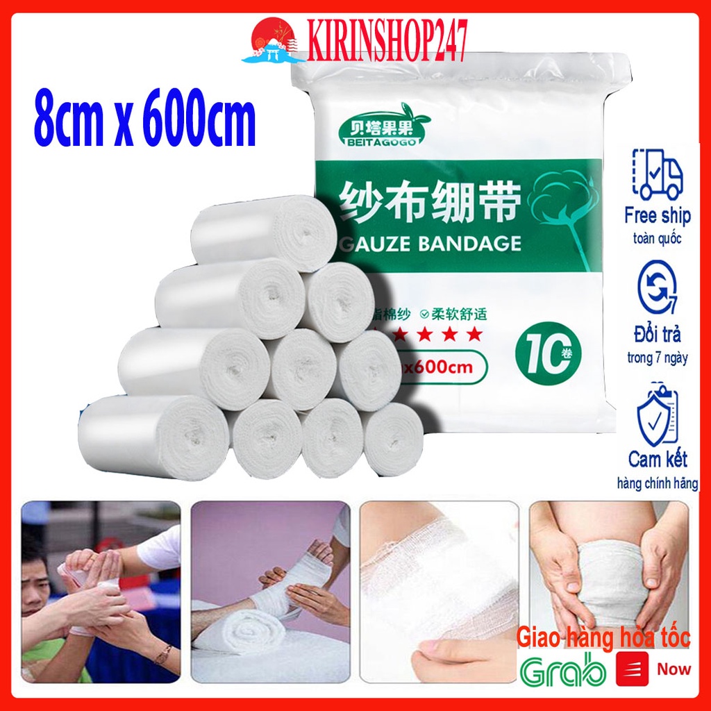 Túi 10 cuộn băng gạc y tế 8cmx6m băng vết thương, vết mổ BEITE AGOGO