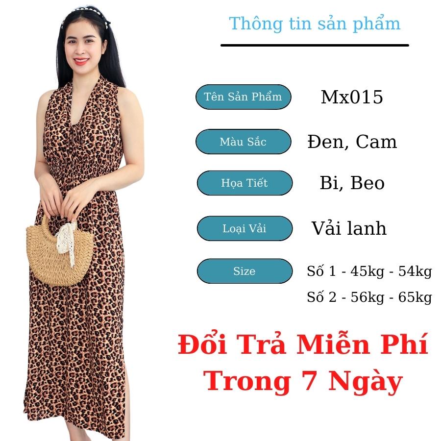 Đầm maxi trung niên dáng dài cho mẹ, thiết kế ngắn tay eo bo thun - Váy maxi đi biển xẻ tà dáng dài MX015