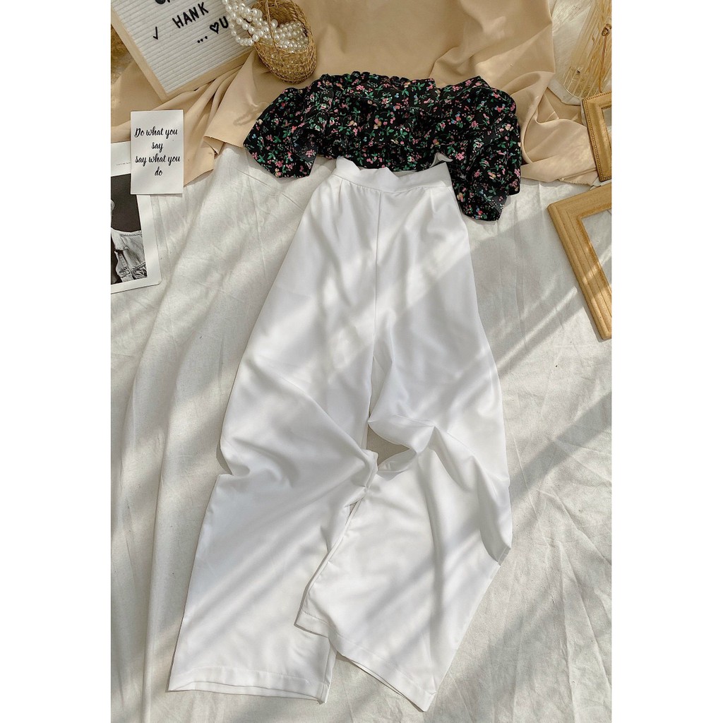 SET ÁO CROP HOA BẸT VAI KÈM QUẦN ỐNG RỘNG (KÈM VIDEO HÌNH THẬT) | BigBuy360 - bigbuy360.vn
