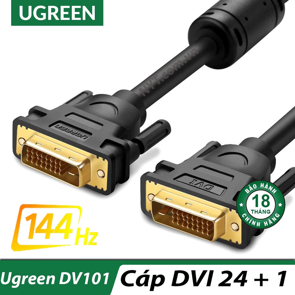 Dây DVI 24+1 Chống Nhiễu 144Hz UGreen DV101 - BH 18T Đổi Mới