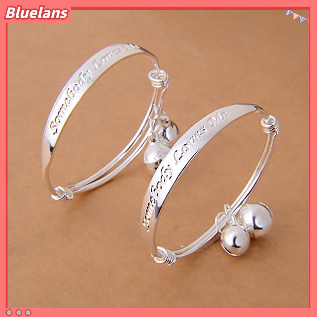 Bộ 2 vòng tay mạ bạc gắn chuông xinh xắn dễ thương dành cho bé