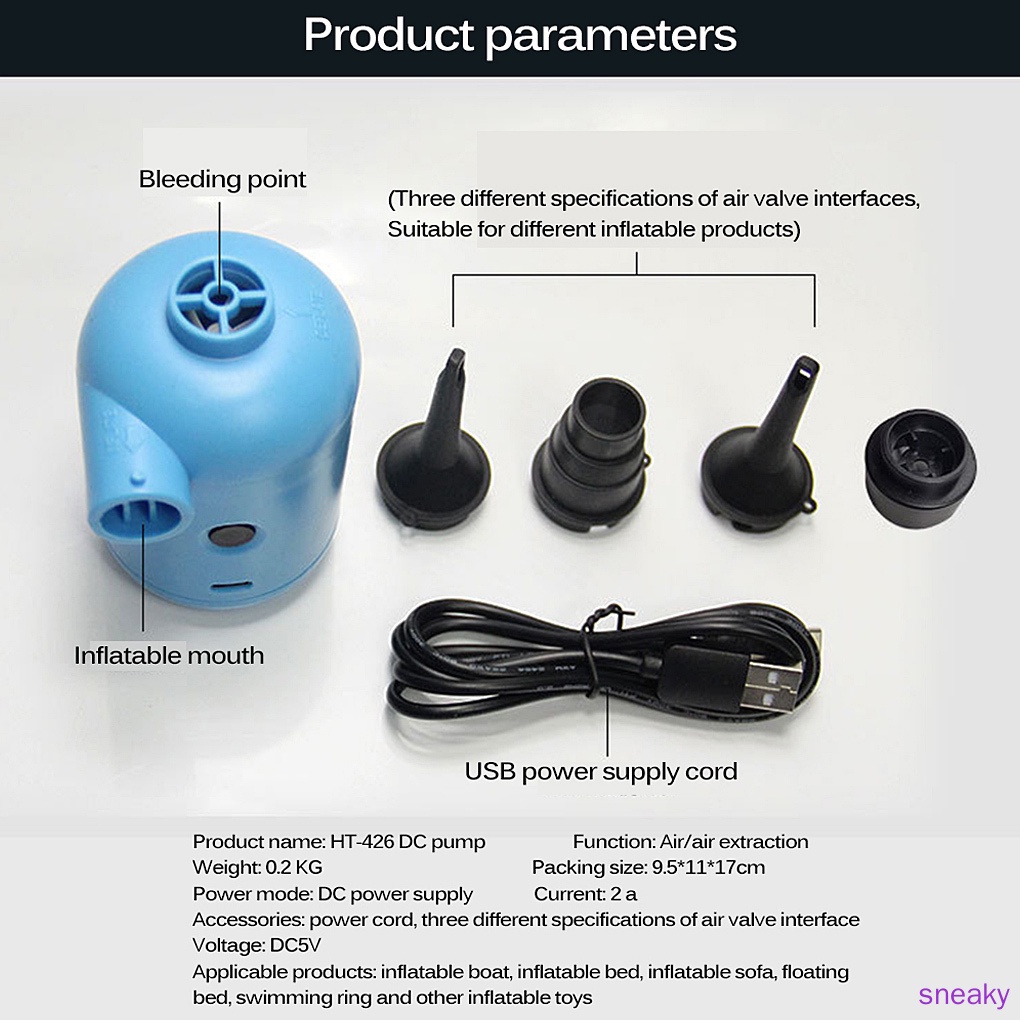 Bộ Máy Bơm Phao Bơi 2 Trong 1 Bằng Nhựa Cổng Usb Kích Thước Nhỏ Gọn Tiện Dụng
