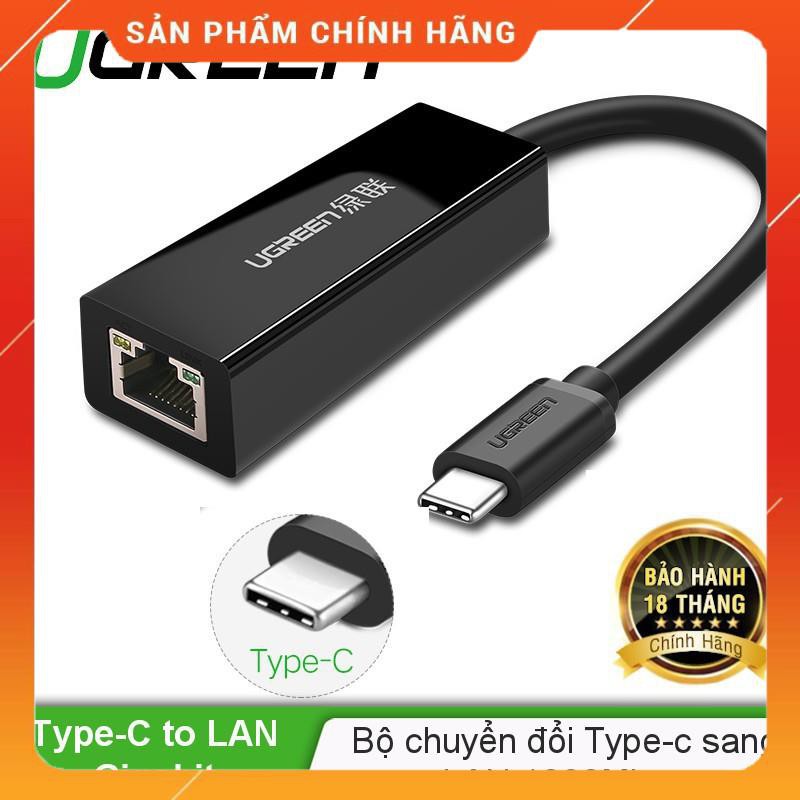 [CHÍNH HÃNG] Cáp chuyển đổi USB type C sang đầu mạng Ethernet RJ45 Gigabit UGREEN 50307 bảo hành 18 tháng