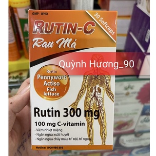 Viên uống RUTIN C Rau Má hộp 30 viên giúp ngăn ngừa nhiệt miệng.