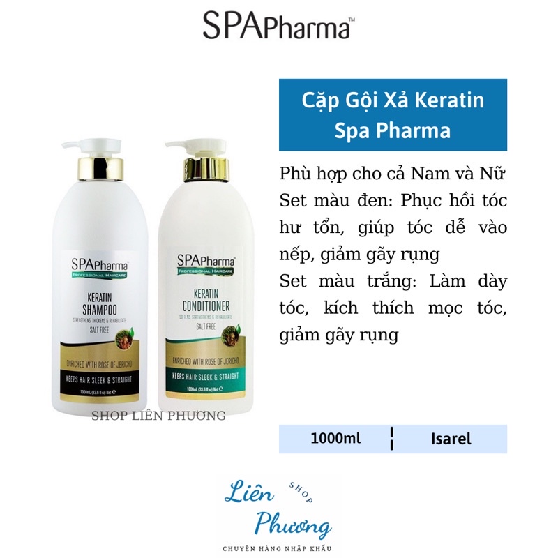 Set gội xả Spa Pharma Keratin chuẩn Salon 1000mlx2