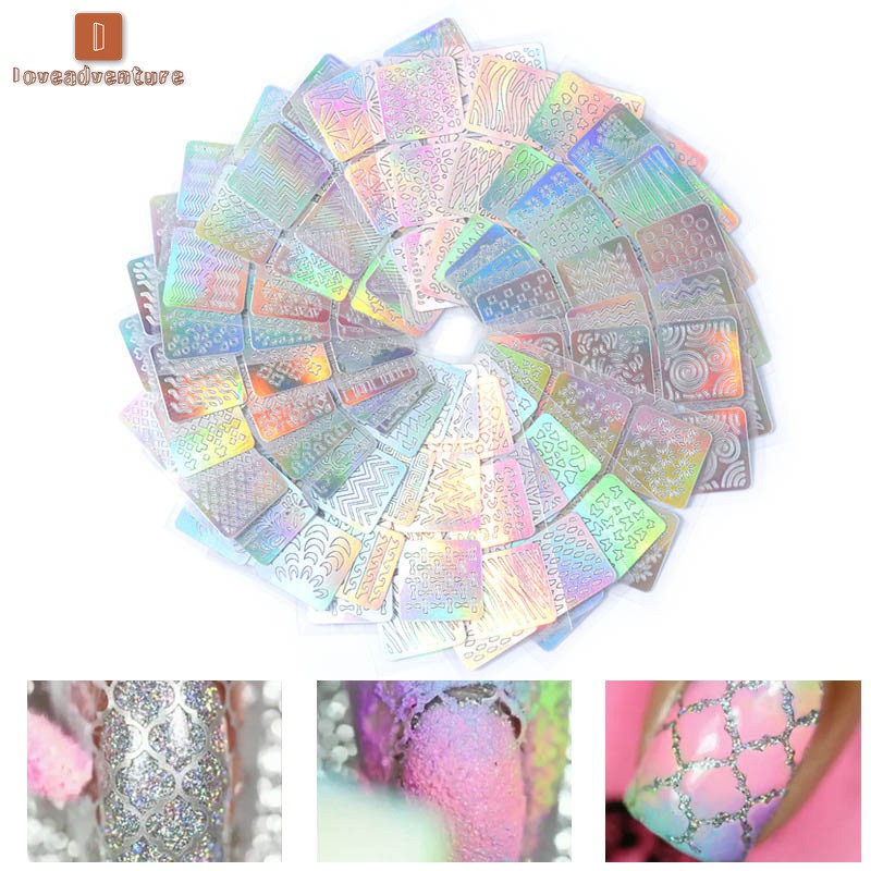 12 Sticker trong suốt làm khuôn vẽ móng tay xinh xắn dễ thương