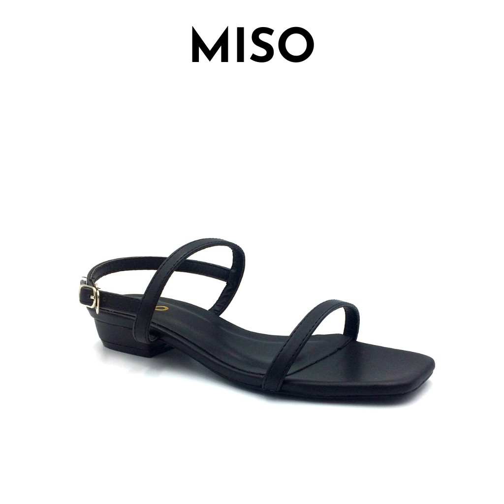 Giày sandal nữ basic mũi vuông trendy quai ngang mảnh gót 2cm nhẹ nhàng nữ tính MISO M008