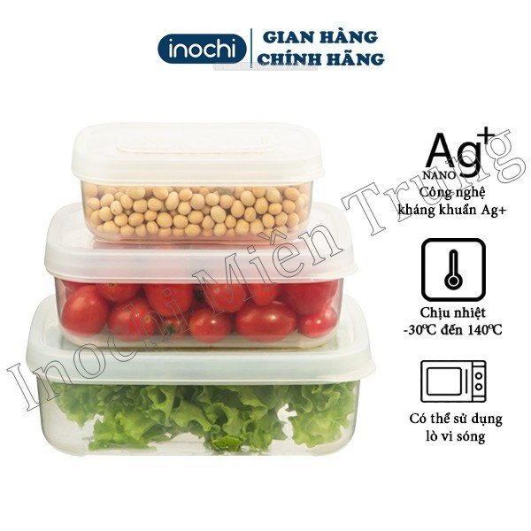 Hộp nhựa chữ nhật trong suốt đựng thực phẩm Inochi 500-750-1000-1500- 2000-2500ml