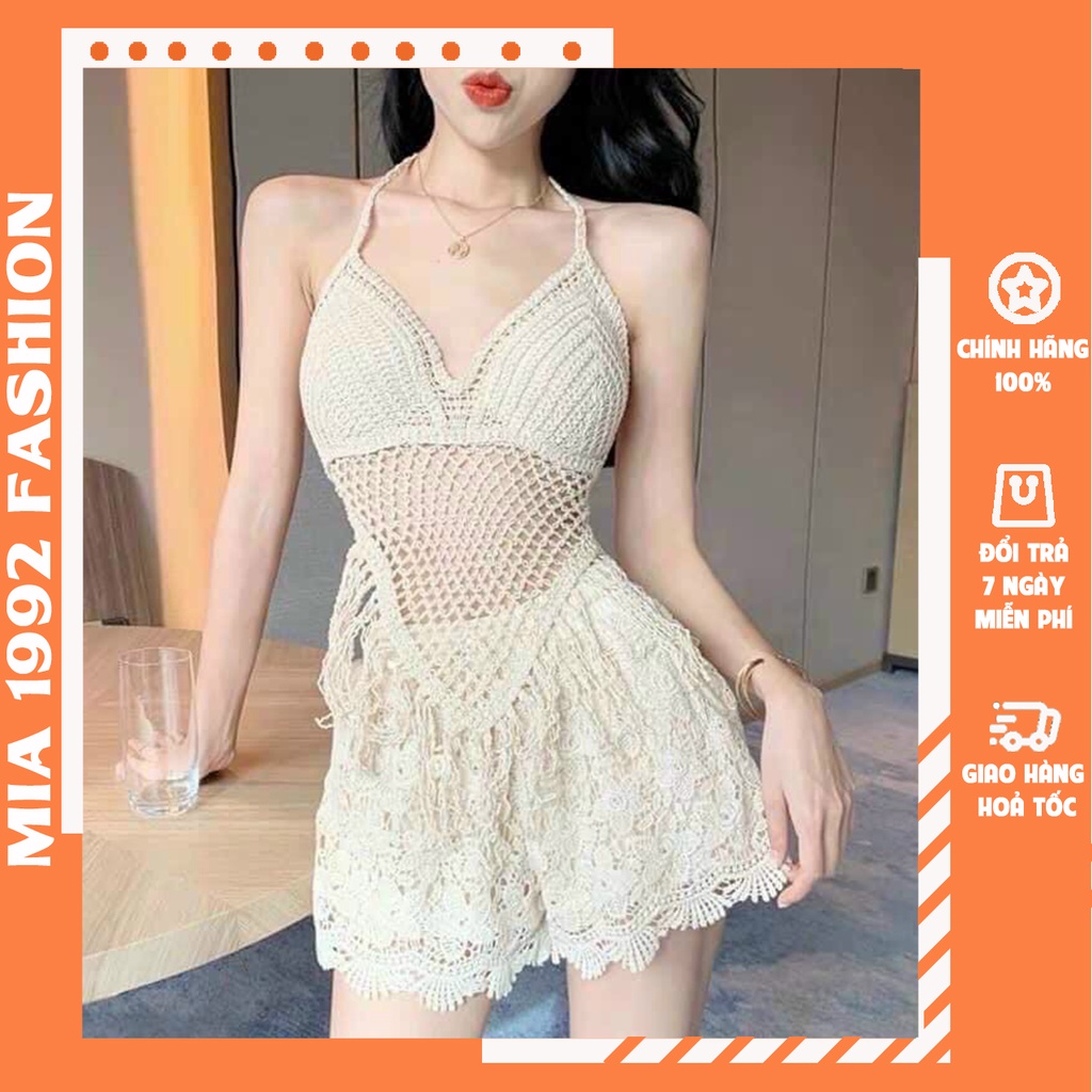 Đồ bộ nữ MIA 1992 cao cấp - Đồ bộ bikini ren thời trang đi biển sexy bán theo set gồm áo bra, quần sooc, áo choàng