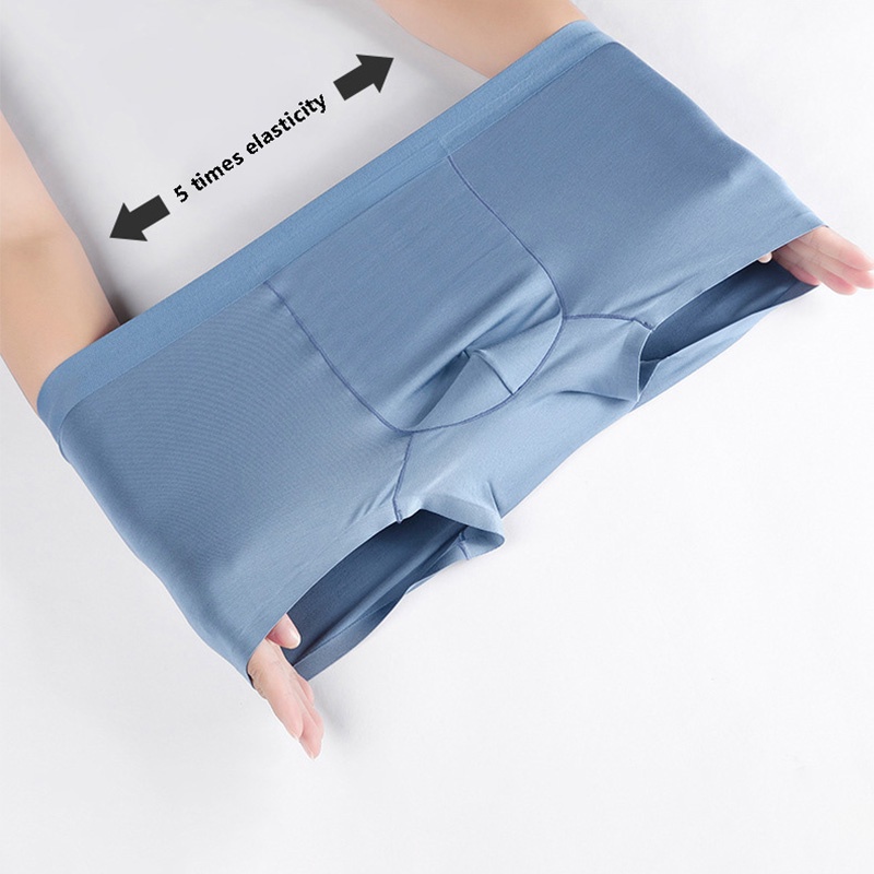 Quần lót boxer modal co giãn không đường may thoáng khí kháng khuẩn màu trơn size lớn dành cho nam