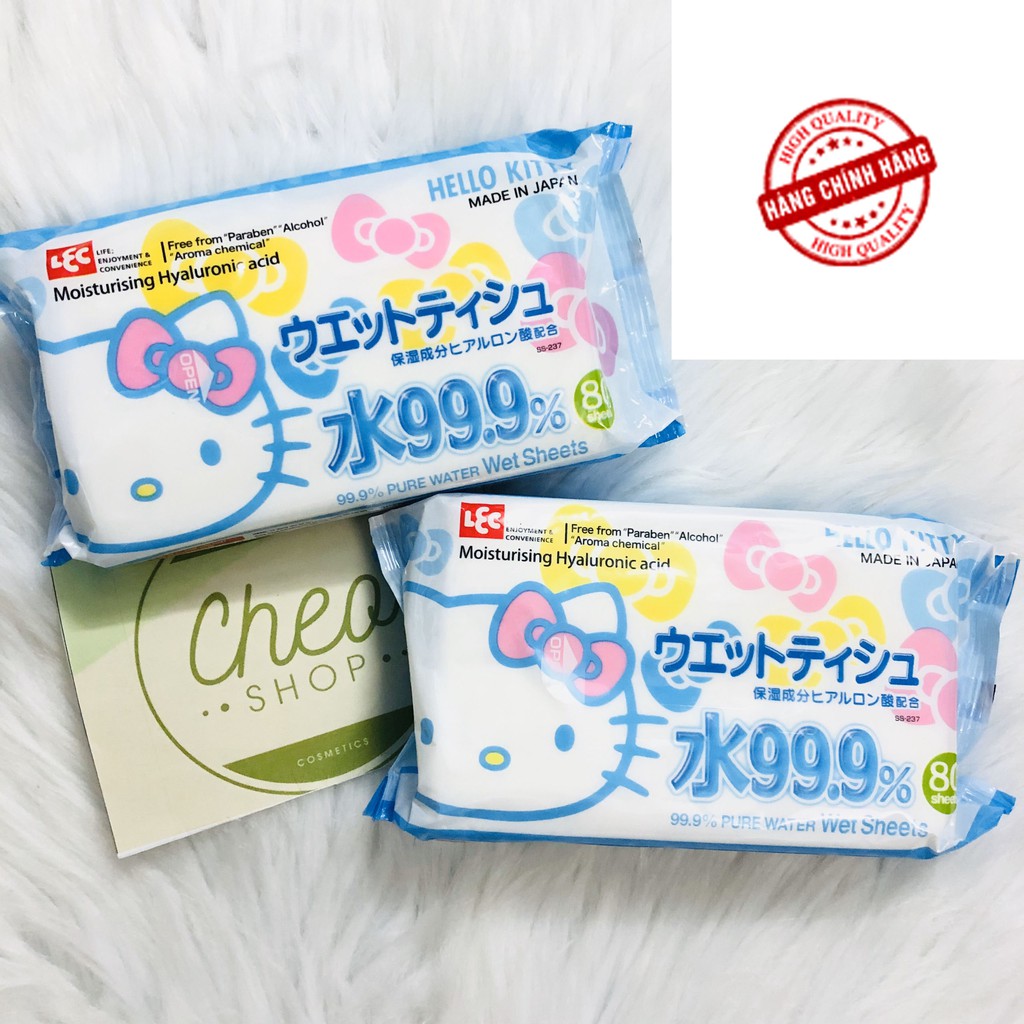 [CHÍNH HÃNG NHẬT] Khăn ướt Lec Hello Kitty 80 tờ