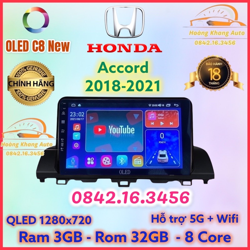 Màn hình android OLED C8 New theo xe Accord 2018 - 2021  kèm dưỡng và jack nguồn zin theo xe