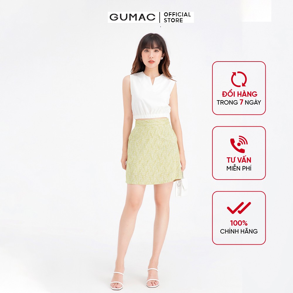 [Mã WABRGU152 giảm 10% tối đa 50k đơn từ 250k] Chân váy chữ A họa tiết hoa cơ bản GUMAC VB686