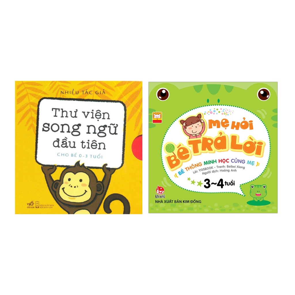 Sách Combo : Thư Viện Song Ngữ Đầu Tiên + Mẹ hỏi bé trả lời 3-4 tuổi
