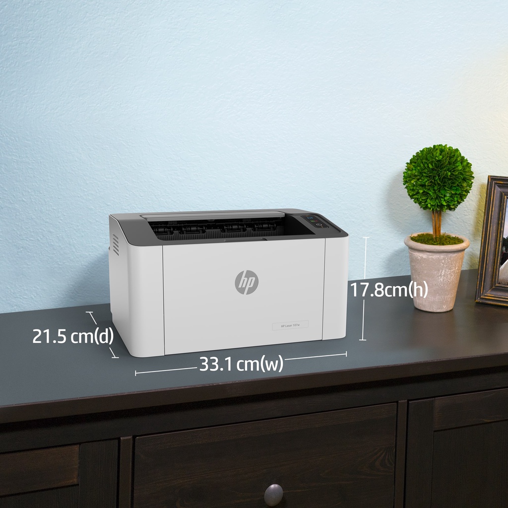 Máy in Laser trắng đen HP 107w Printer (In, Wifi, Trắng) 4ZB78A - Hàng Chính Hãng