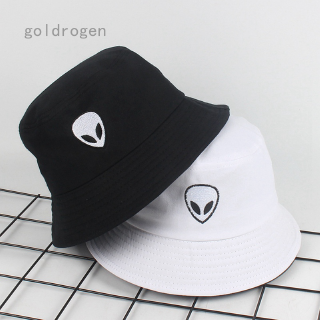 Nón Bucket Thêu Hình Người Ngoài Hành Tinh Thời Trang Unisex