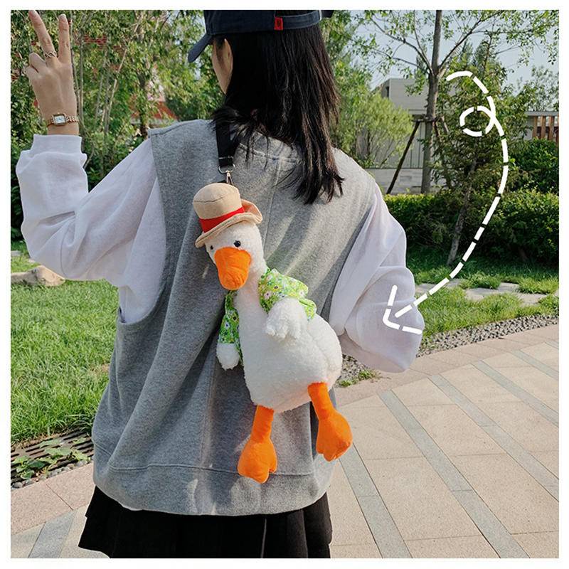 Túi Đeo Chéo Đựng Điện Thoại Hình Chú Vịt Nhồi Bông Đáng Yêu