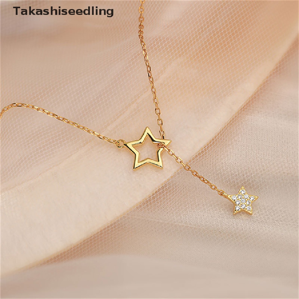 (Takashiseedling) Vòng cổ Mặt Hình Ngôi Sao Rỗng Đính Đá Zircon Thanh Lịch Cho Nữ