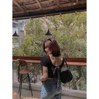 Áo thun croptop thắt nơ lưng (Ảnh thật)