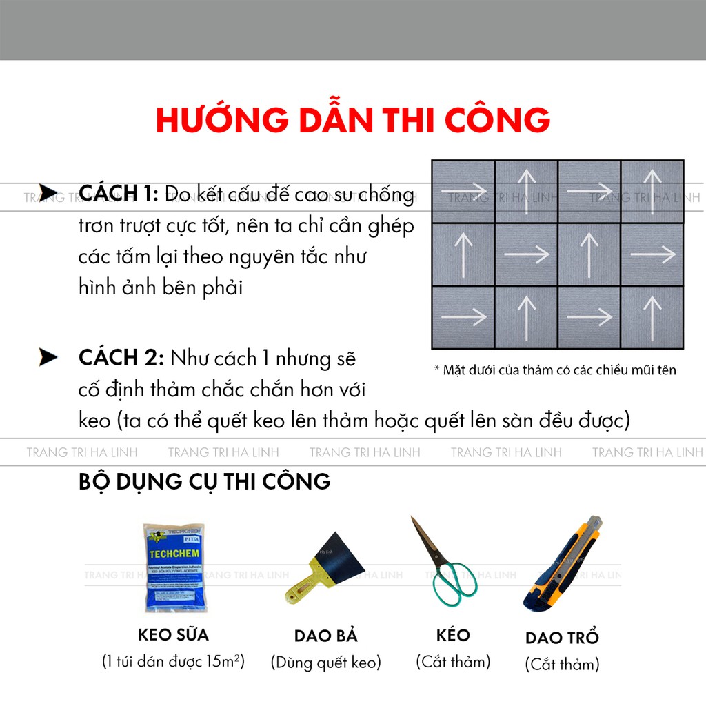 Thảm nỉ ghép đế cao su trải sàn ĐÀI LOAN cao cấp cho văn phòng khách sạn 50cmx50cm