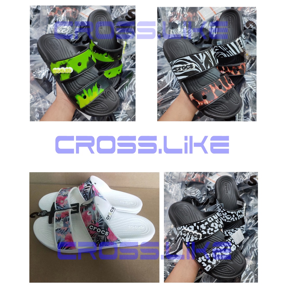 Dép lê nam nữ, dép lê CROSS classic 2 quai họa tiết, dép nhựa nguyên khối siêu bền, nhiều màu sắc.