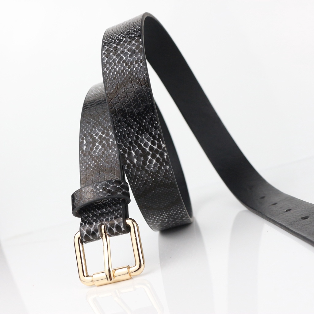 SmileFairyCC【COD &amp; Hàng Có Sẵn】Thắt Lưng Da PU Mỏng Họa Tiết Da Rắn Thời Trang Thường Ngày Cho Nữ