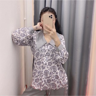 Set Pyjama cổ sen lụa in 2 màu cao cấp