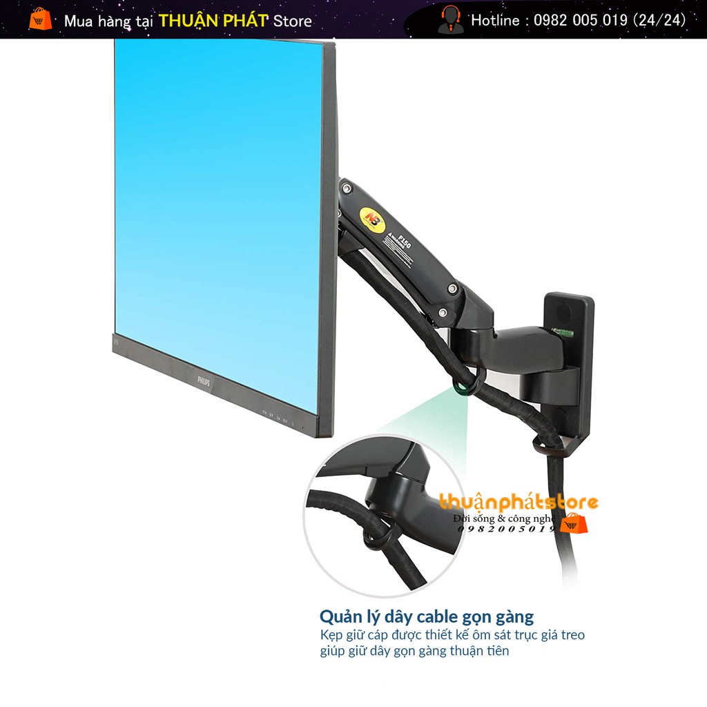 Giá Đỡ Màn Hình NB-F150 Gắn Tường 17-27inch -Tải trọng 2-7Kg - Xoay màn 360độ