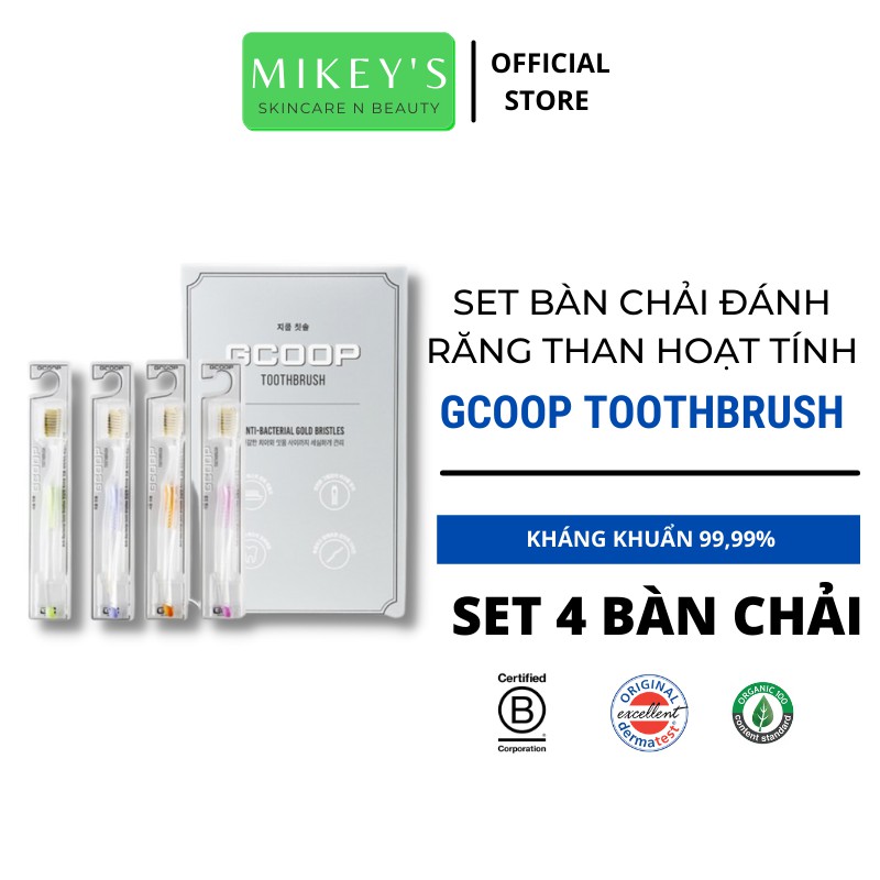 Set bàn chải đánh răng THAN TRE GCOOP Mikeybeauty92 Kháng Khuẩn đến 99,99% HÀN QUỐC(4 cái)