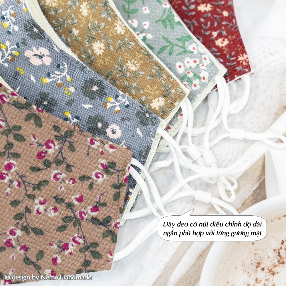 Khẩu Trang 3 Lớp Linen Hoa Vintage Nemo Handmade, Có Nút Điều Chỉnh Dây Phù Hợp Với Mọi Gương Mặt - KTLNH5M | BigBuy360 - bigbuy360.vn