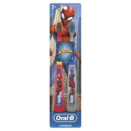 Oral-B Kid's Manual Toothbrush featuring Marvel's Spider-Man Soft Bristles for Children and Toddlers - 2ct (set)