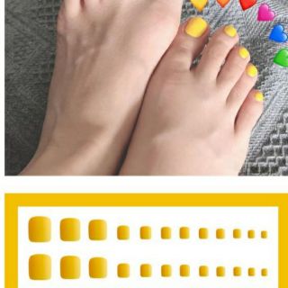 Bộ 24 móng chân giả nhám vàng kèm keo