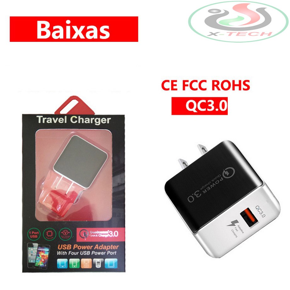 Cốc Sạc Củ sạc Nhanh Quick Charge 3.0 Qualcomm 3.0 cho Iphone Samsung Oppo Huawei Xiaomi Vivo Redmi BK-01