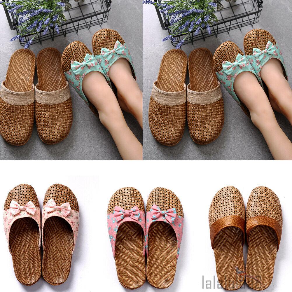 LAA8-Men Women Flax EVA outdoor Slippers Home Non-slip Thick Beach Summer Slipper