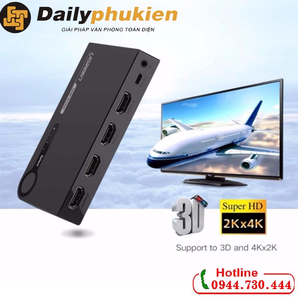 Bộ chia HDMI 3 vào 1 ra có điều khiển UGREEN 40234 dailyphukien